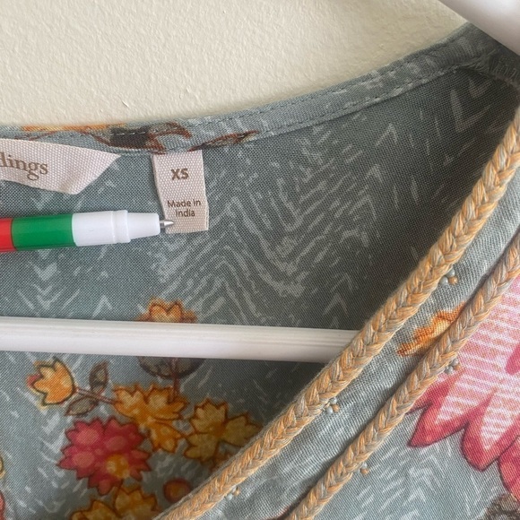 Soft Surroundings Boho‎ Floral Embellished Collar Tunic Size XS EUC Oversized - Picture 3 of 7